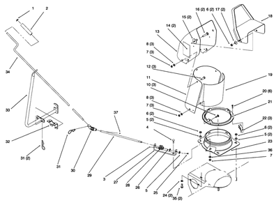 Chute Assembly Diagram and Parts List for 79263 7900001 - 7999999 Toro Lawn Tractor