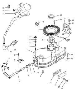 Gearcase & Ignition Assembly Diagram and Parts List for 74101 690001 - 699999 Toro Lawn Tractor
