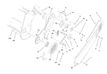 Pulley & Belt Cover Assembly Diagram and Parts List for 38175 8900001 - 8999999 Toro Snow Blower