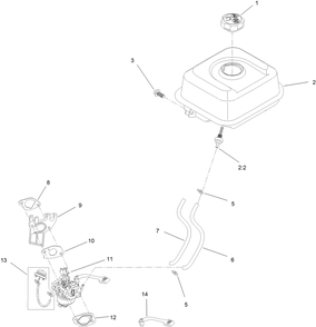 Fuel System And Carburetor Assembly Diagram and Parts List for 38754 414142000 - 999999999 Toro Snow Blower