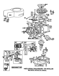 Engine Briggs & Stratton Model 92908-2052-02, Engine Briggs & Stratton Model 93508-0193-02 Diagram and Parts List for 16390 1000001 - 1999999 Toro Lawn Mower
