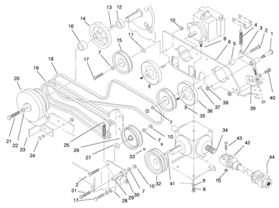 Drive Systems Diagram and Parts List for 74182 (890184-891199)(1998) Toro Lawn Tractor