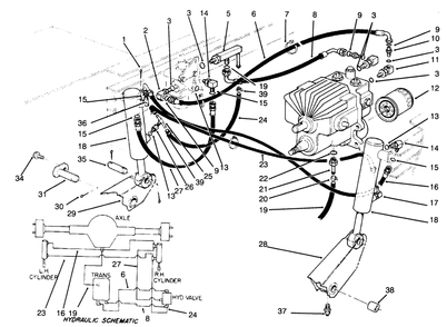 Hydraulic Valve & Lift Arm Cylinders Diagram and Parts List for 30620 690001 - 699999 Toro Lawn Tractor