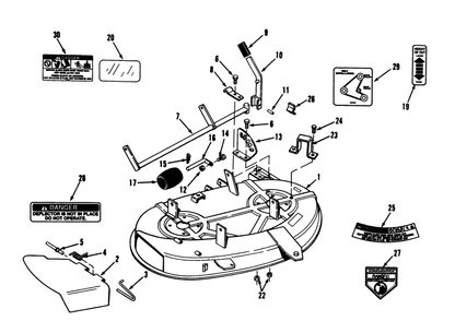 Deck Assembly Diagram and Parts List for 05-38SY02 2000001 - 2999999 Toro Lawn Mower