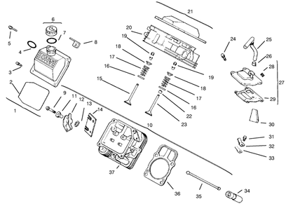 Cylinder Head, Valve & Breather Diagram and Parts List for 30612 990001 - 999999 Toro Lawn Tractor