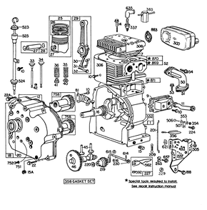 Engine Briggs & Stratton Model No. 252416-0677-01 Diagram and Parts List for 38095 5000001 - 5999999 Toro Snow Blower