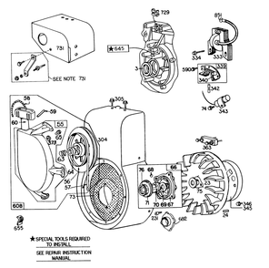 Engine Briggs & Stratton Model No. 252412 Type No. 0134-01 (11 H.P. Snowthrower Model 38090) Diagram and Parts List for 38150 9000001 - 9999999 Toro Snow Blower