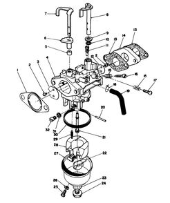 Carburetor Assembly (Engine Model No. Vmm1-2) Diagram and Parts List for 26621B 2000001 - 2999999 Toro Lawn Mower