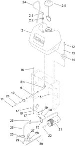 Fuel System Assembly Diagram and Parts List for 39638 400000000-404324999 Toro Lawn Mower