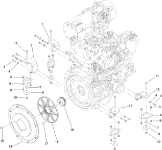 Engine Mount Assembly Diagram and Parts List for 25530T 323000000 - 999999999 Toro Lawn Tractor Accessories