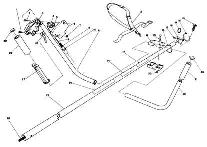 Handle Assembly Diagram and Parts List for 51645V 1000001 - 1999999 Toro Trimmer