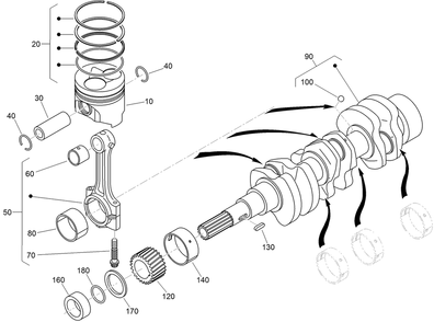Piston And Crankshaft Assembly Diagram and Parts List for 22337CP 410400000 - 999999999 Toro Lawn Tractor Accessories