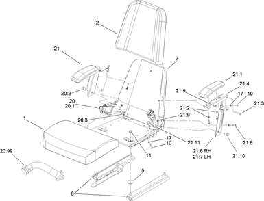 Part Location Diagram of 110-5741 Toro Cushion-Seat, Bottom