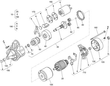 Starter Component Assembly Diagram and Parts List for 72264TE 406427909-406429999 Toro Lawn Mower