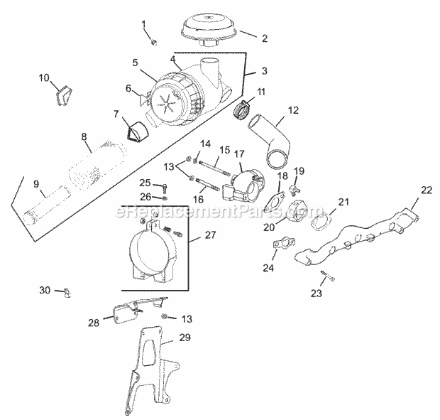 Air Intake/Filtration Assembly Kohler Cv23s P Diagram and Parts List for 74166 240000001-240999999 Toro Lawn Mower