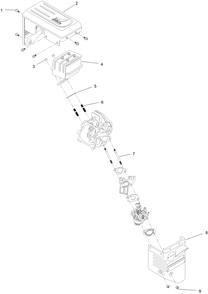 Intake And Exhaust Assembly Diagram and Parts List for 38754 414142000 - 999999999 Toro Snow Blower