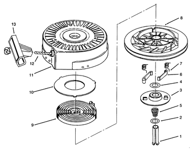Recoil Starter No. 590652 Diagram and Parts List for 38196 5900001 - 5999999 Toro Snow Blower