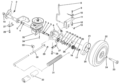 S.P. Rear Axle Assembly (Model No. 20905 Only) Diagram and Parts List for 20900 0000001 - 0999999 Toro Lawn Mower