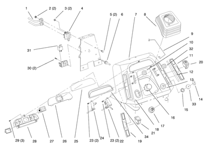 Dash Diagram and Parts List for 72064 8900600 - 8999999 Toro Lawn Tractor