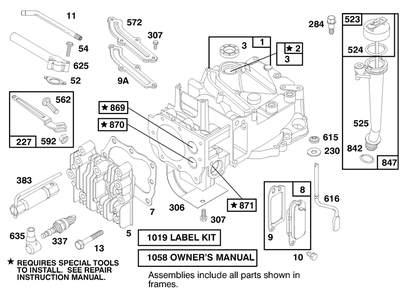 Engine Briggs & Stratton Model 127702-0645-01 (Serial No. 8900001-8901373) Diagram and Parts List for 16401 890000001 - 899999999 Toro Lawn Mower