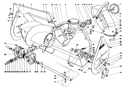 Auger Assembly Diagram and Parts List for 38095 7000001 - 7999999 Toro Snow Blower