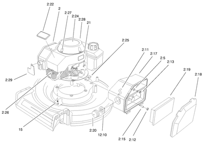 Engine Assembly Diagram and Parts List for 22045 9900001 - 9999999 Toro Lawn Mower