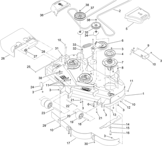 Deck Assembly Diagram and Parts List for 74951 (311000001-311000402)(2011) Toro Lawn Mower