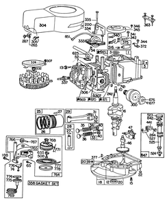 Engine Briggs & Stratton Model 92908-2053-01 For 21" Hand Propelled Model 16310 Diagram and Parts List for 16300 0000001 - 0999999 Toro Lawn Mower