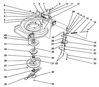 Blade Brake Clutch Assembly Diagram and Parts List for 26621B 1000001 - 1999999 Toro Lawn Mower
