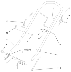 Handle Assembly Diagram and Parts List for 20913 99000001 - 99999999 Toro Lawn Mower