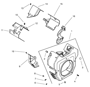 Group 6-Blower Housing & Baffles (Model 73542 & 73570) Diagram and Parts List for 73542 9900001 - 9999999 Toro Lawn Tractor