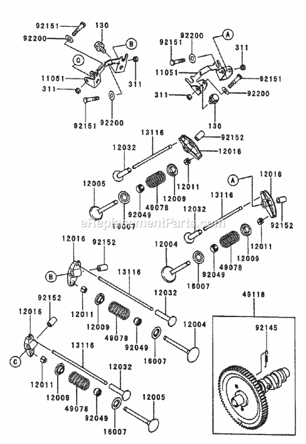 Valve/Camshaft Assembly Kawasaki Fd750d-As03 Diagram and Parts List for 74250 240000001-240999999 Toro Lawn Mower
