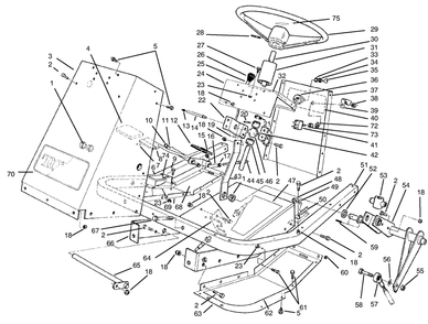 Frame & Steering Assembly Diagram and Parts List for 30612 890001 - 899999 Toro Lawn Tractor
