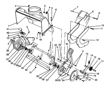 Rotor Housing Assembly Diagram and Parts List for 38190 49000001 - 49999999 Toro Snow Blower