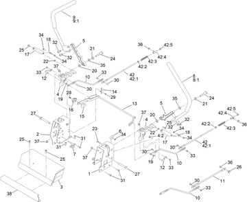 Motion Control Assembly Diagram and Parts List for 75742W 410000000 - 411299999 Toro Lawn Tractor
