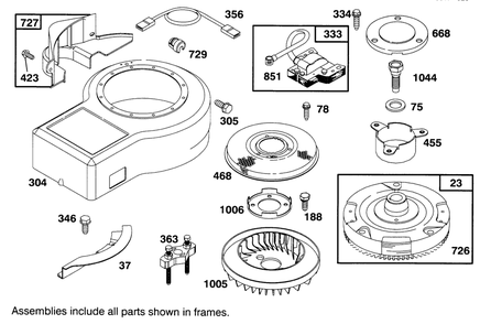 Engine Briggs & Stratton Model 286707-0453-01 Diagram and Parts List for 71202 5900001 - 5999999 Toro Lawn Tractor