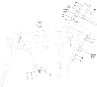 Upper Handle Assembly Diagram and Parts List for 31914 405300000-410299999 Toro Lawn Mower