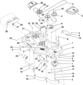 Deck Assembly Diagram and Parts List for 74901 (290000001-290999999)(2009) Toro Lawn Mower
