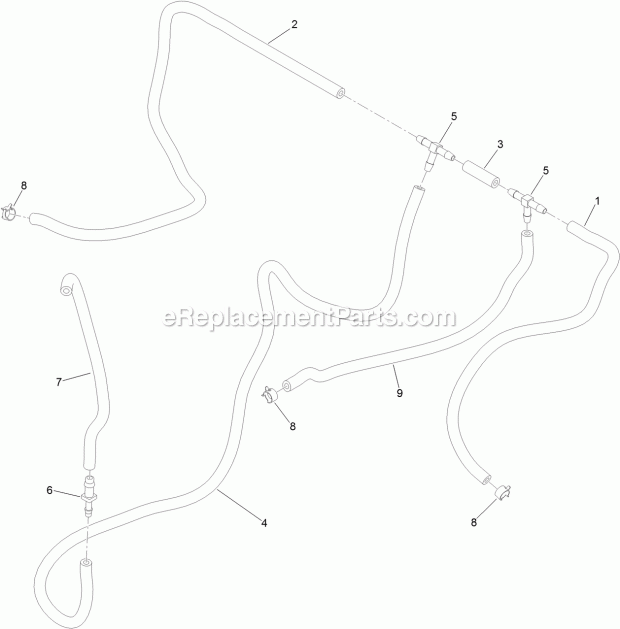 Vent Hose Assembly Diagram and Parts List for 74575 315000001-315999999 Toro Lawn Mower