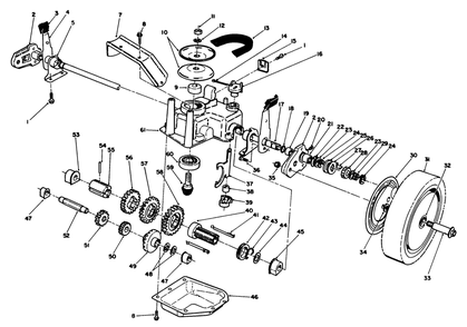 Gear Case Assembly Diagram and Parts List for 26620CG 9000001 - 9999999 Toro Lawn Mower