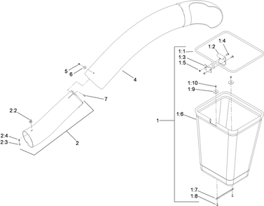 Bag And Tube Assembly Diagram and Parts List for 78562 405700000-999999999 Toro Lawn Tractor Accessories