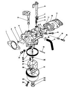 Carburetor Assembly Diagram and Parts List for 20628C 7000001 - 7999999 Toro Lawn Mower