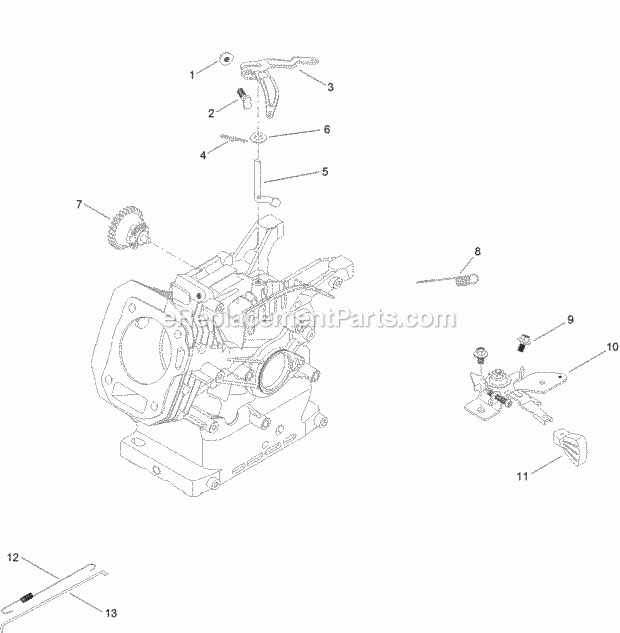 Governor Assembly Diagram and Parts List for 38811 316000001-316999999 Toro Snow Blower