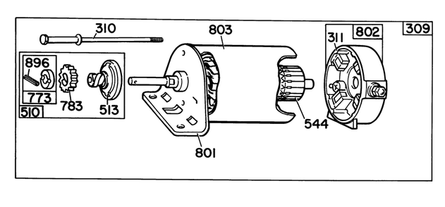 12 Volt Starter Brings & Stratton Motor No. 393852 Diagram and Parts List for 38090 6000001 - 6999999 Toro Snow Blower