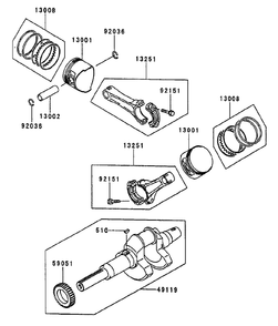 Piston/Crankshaft Assembly Diagram and Parts List for 74236 (220000001-220999999)(2002) Toro Lawn Mower
