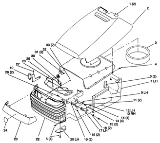 Hood And Grill Diagram and Parts List for 72102 6900001 - 6999999 Toro Lawn Tractor