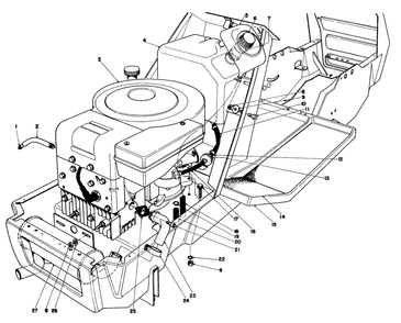 Engine Assembly Model 57300 Diagram and Parts List for 57360 3000001 - 3999999 Toro Lawn Tractor