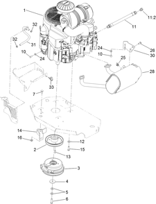 Engine, Muffler And Clutch Assembly Diagram and Parts List for 74945CP (311000001-311999999)(2011) Toro Lawn Mower