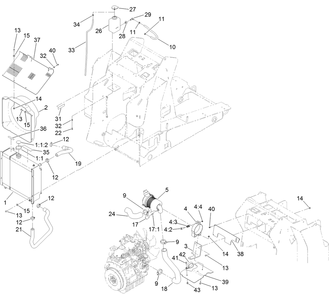 Radiator And Air Cleaner Assembly Diagram and Parts List for 22328HD 402000000 - 403099999 Toro Lawn Tractor Accessories