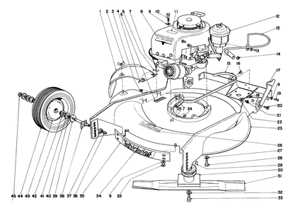 Housing Assembly S. P. Model Diagram and Parts List for 23100 0000001 - 0999999 Toro Lawn Mower